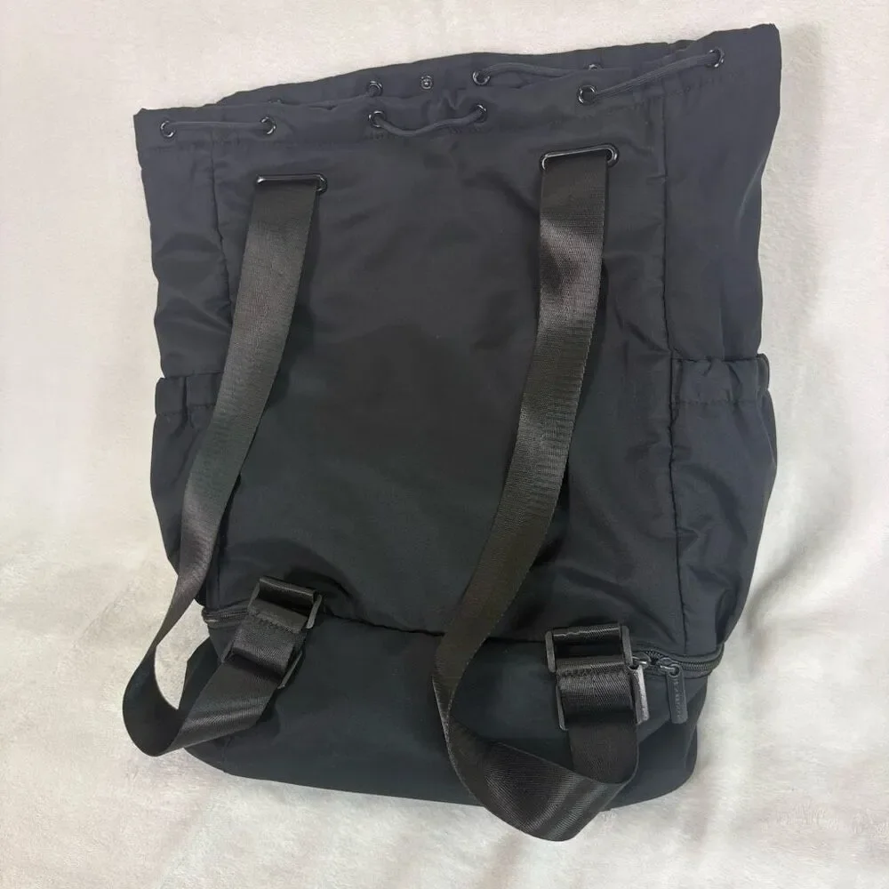 Beyond‎ Yoga Black Drawstring Top Tote Backpack Bag Medium